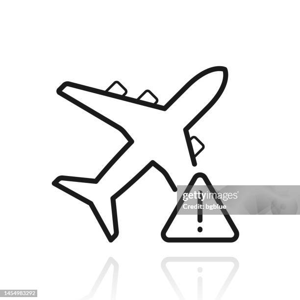 flight restriction. icon with reflection on white background - airplane icon transparent stock illustrations