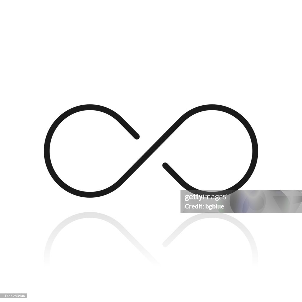 Infinity. Icon with reflection on white background