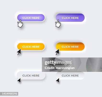 Click Here button set and different mouse click cursors Click Here button set and different mouse click cursors