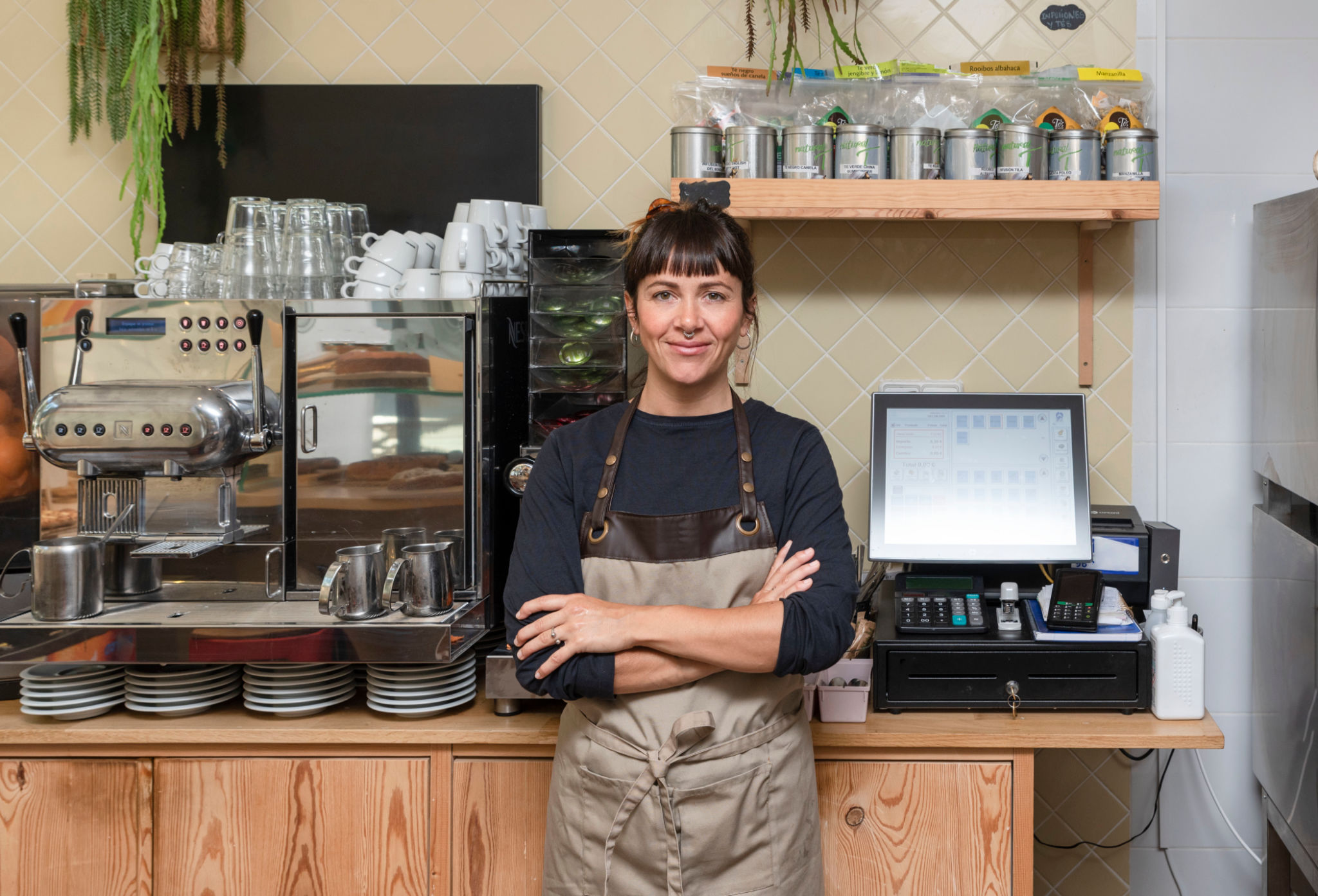 people working cafe