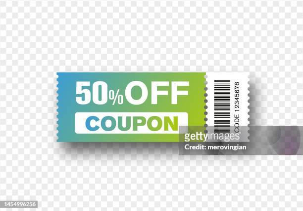 bildbanksillustrationer, clip art samt tecknat material och ikoner med coupon discount banner 50% off offers - coupon