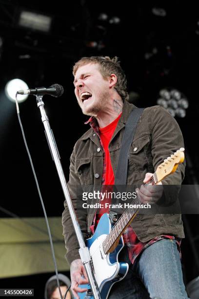 Singer Brian Fallon of the band The Gaslight Anthem performs live in support of Soundgarden during a concert at the Zitadelle Spandau on May 31, 2012...