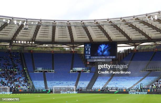 General view of a closed stand inside the stadium prior to the Serie A match between SS Lazio and Empoli FC at Stadio Olimpico on January 08, 2023 in...