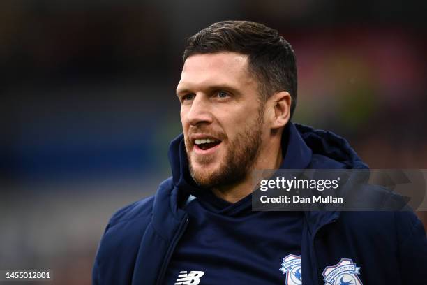 Mark Hudson, Manager of Cardiff City, looks on prior to the Emirates FA Cup Third Round match between Cardiff City and Leeds United at Cardiff City...