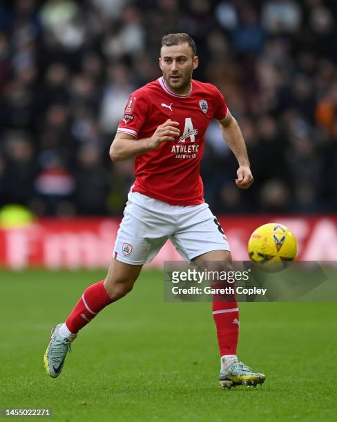 Herbie Kane of Barnsley during the Emirates FA Cup Third Round match between Derby County and Barnsley at Pride Park on January 08, 2023 in Derby,...