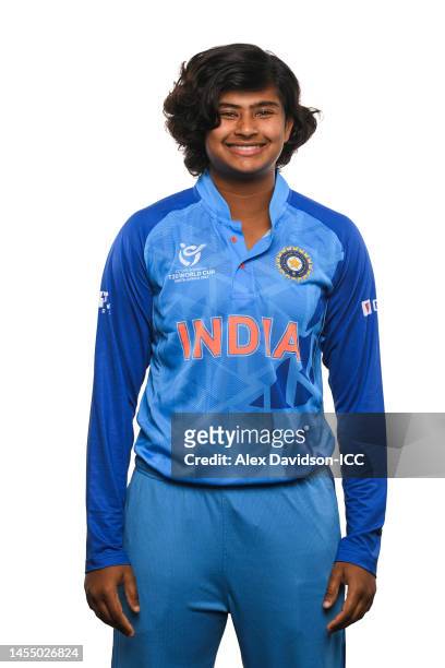 Titas Sadhu of India poses for a portrait prior to the ICC Women's U19 T20 World Cup 2023 on January 08, 2023 in Johannesburg, South Africa.