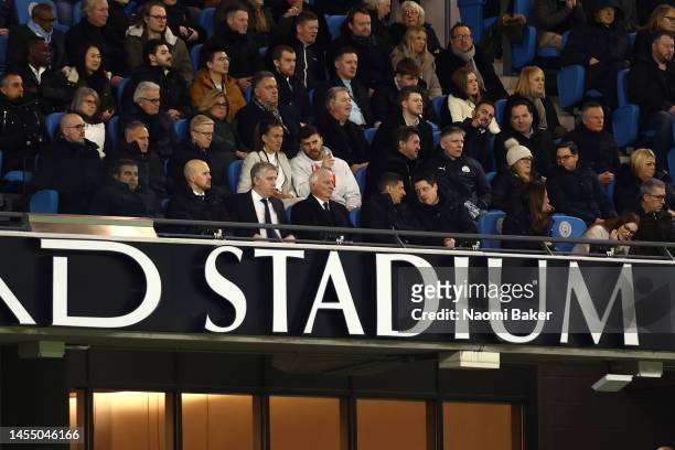 Jill Scott, former England player looks on from the stands with Owen Warner, runner up of TV show 'I'm A Celebrity, Get Me Out Of Here' during the...