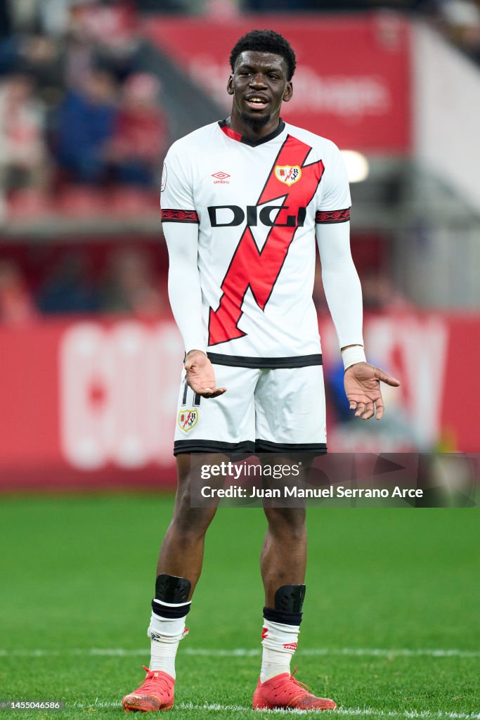 Randy Nteka of Rayo Vallecano reacts during the Copa del Rey round of ...