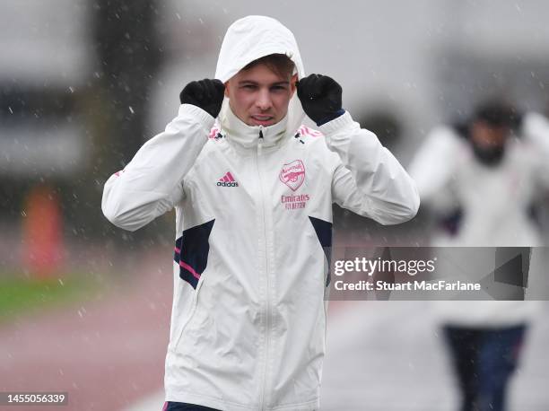 Emile Sith Rowe of Arsenal before a training session at London Colney on January 08, 2023 in St Albans, England.