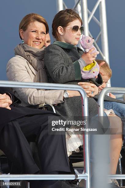 Princess Martha Louise of Norway and Maud Angelica Behn celebrate King Harald and Queen Sonja of Norway's 75th birthdays at Oslo Opera House on May...