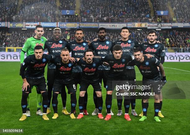 Players of Napoli pose for a team photo prior to the Serie A match between UC Sampdoria and SSC Napoli at Stadio Luigi Ferraris on January 08, 2023...