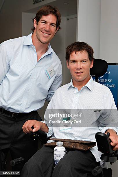Former professional football players Scott Fujita and Steve Gleason attend the Social Innovation Summit 2012 at United Nations Plaza on May 31, 2012...