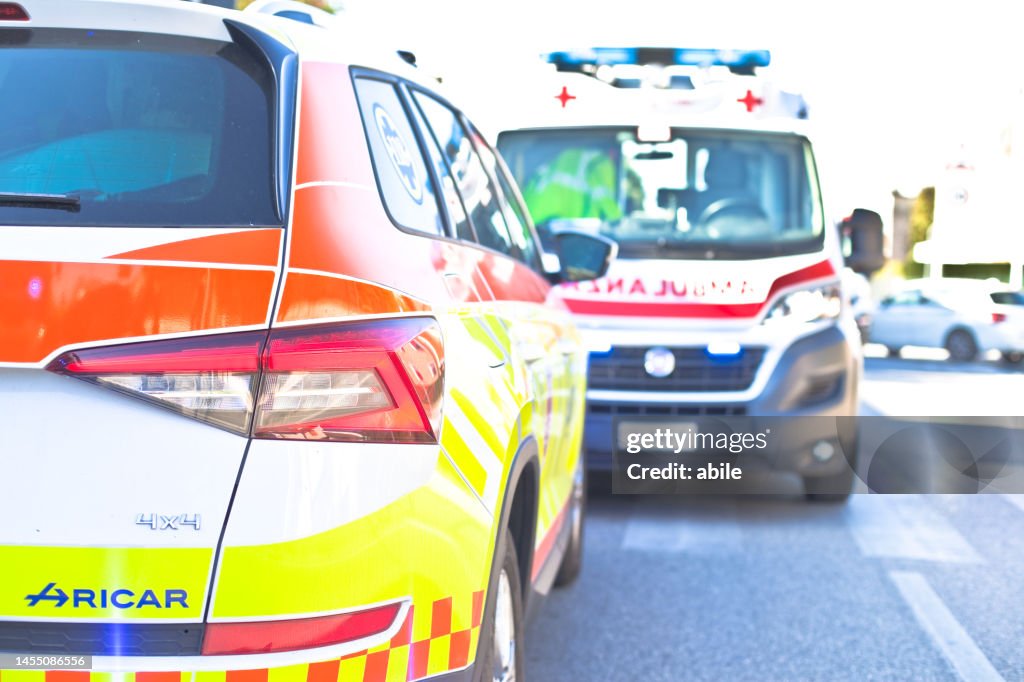 パドヴァで待機中の救急車。イタリアのストック写真