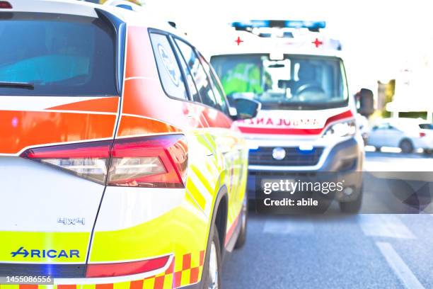 ambulance on standby in  padua. italy stock photo - ambulance bildbanksfoton och bilder