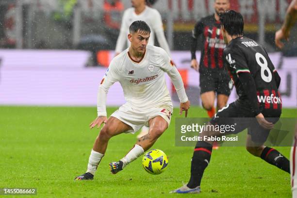 Paulo Dybala of AS Roma during the Serie A match between AC Milan and AS Roma at Stadio Giuseppe Meazza on January 08, 2023 in Milan, Italy.