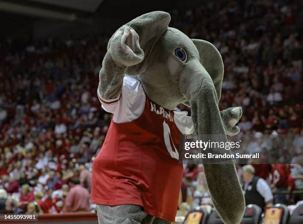 Alabama Crimson Tide mascot Big Al fires up the crowd during a time out against the Kentucky Wildcats at Coleman Coliseum on January 7, 2023 in...