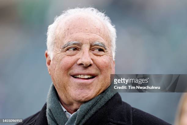 Philadelphia Eagles owner Jeffrey Lurie looks on prior to a game against the New York Giants at Lincoln Financial Field on January 08, 2023 in...