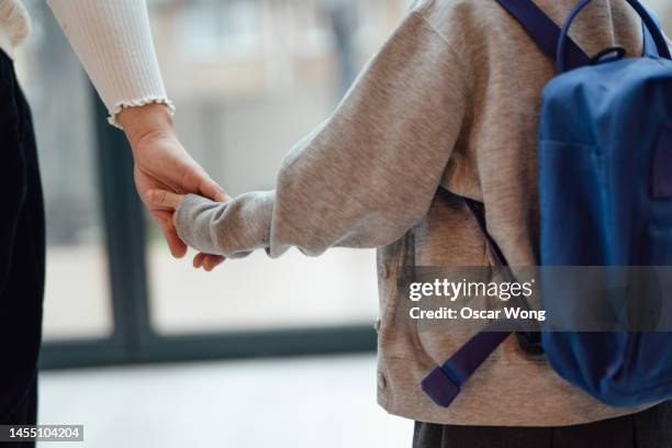 asian mother getting her daughter ready to school - offspring stock pictures, royalty-free photos & images