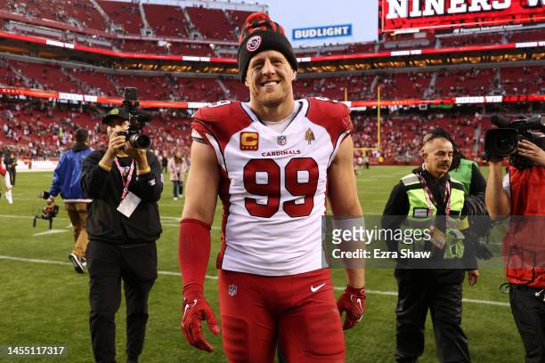 Watt of the Arizona Cardinals looks on after the game against the San Francisco 49ers at Levi's Stadium on January 08, 2023 in Santa Clara,...