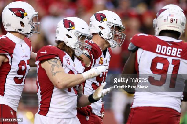 Watt of the Arizona Cardinals looks on after the game against the San Francisco 49ers at Levi's Stadium on January 08, 2023 in Santa Clara,...