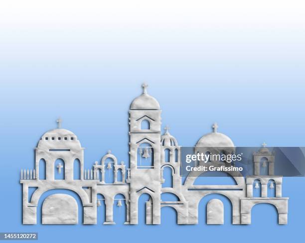 santorini island landscape greek mediterranean architecture - santorini stock illustrations