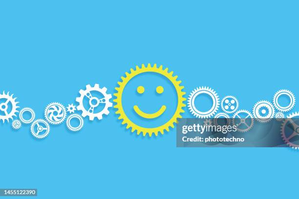 happy solution concepts on blue background - feeding stock illustrations