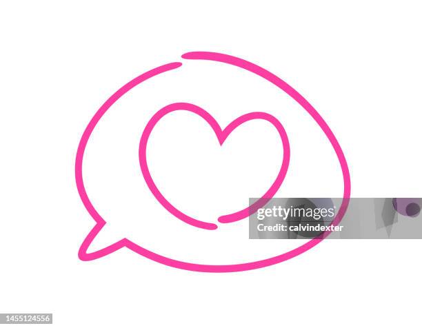 heart shape on speech bubble - online chat bubble stock illustrations