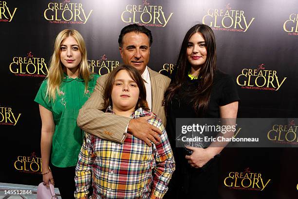 Daniella Garcia-Lorido, Andy Garcia, Andres Garcia-Lorido and Dominik Garcia-Lorido at ARC Entertainment's 'For Greater Glory' Premiere at AMPAS...