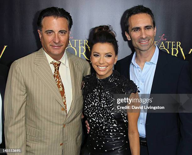 Actors Andy Garcia, Eva Longoria and Nestor Carbonell attend the premiere of ARC Entertainment's "For Greater Glory" at the AMPAS Samuel Goldwyn...