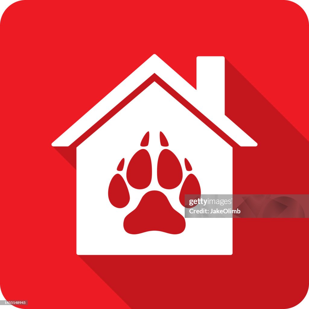 House Wolf Paw Print Icon Silhouette