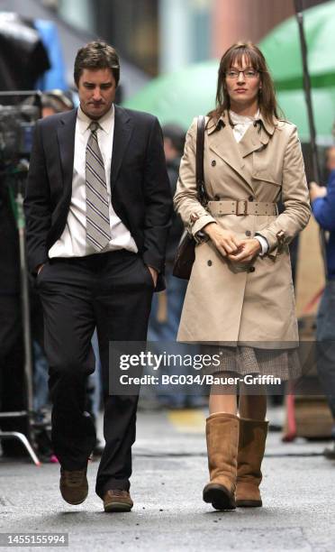 Luke Wilson and Uma Thurman are seen on the set of Super Ex-Girlfriend on October 21, 2005 in New York City.