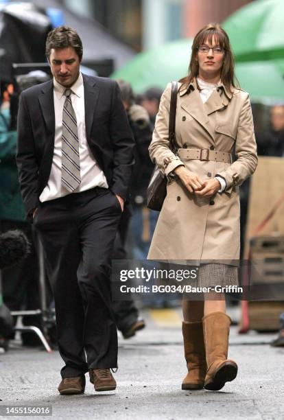 Luke Wilson and Uma Thurman are seen on the set of Super Ex-Girlfriend on October 21, 2005 in New York City.