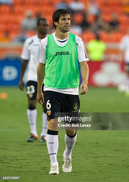 David Albelda of Valencia walks off the pitch after warmups at BBVA Compass Stadium on May 31, 2012 in Houston, Texas. Valencia CF defeated Houston...