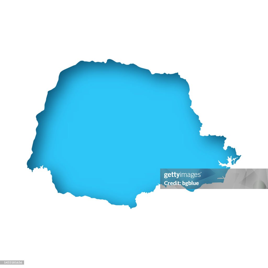 Parana Karte - Weißes Papier ausgeschnitten auf blauem Hintergrund
