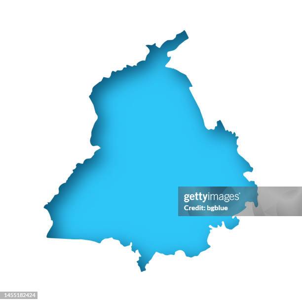 punjab map - white paper cut out on blue background - punjab stock illustrations