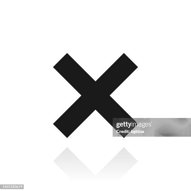 multiplication sign. icon with reflection on white background - multiple reflections stock illustrations