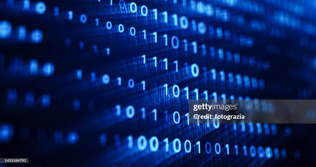 3D Binary Code on Digital Screen