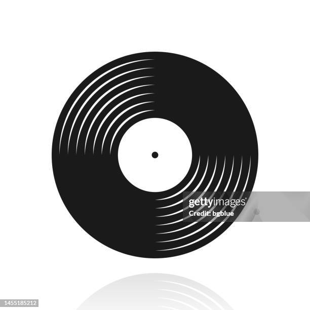 vinyl record. icon with reflection on white background - 45 rpm stock illustrations