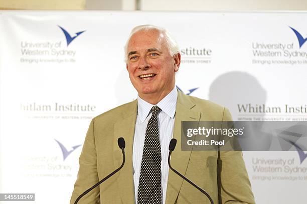 Nick Whitlam, son of former PM Gough Whitlam speaks at The Whitlam Institute, Parramatta Campus Western Sydney University, on June 1, 2012 in Sydney,...