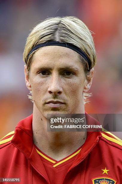Spain's Fernando Torres looks on prior to his international friendly football match against South Korea at the Stade de Suisse stadium on May 30,...
