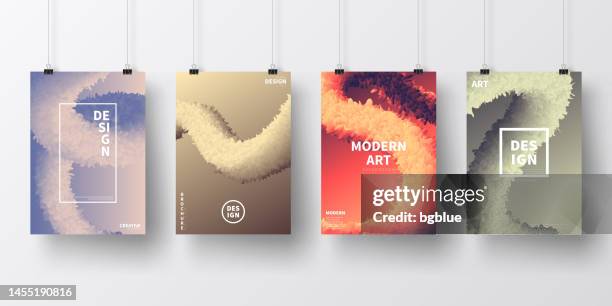 posters with fluid colorful designs, isolated on white background - hanging poster stock illustrations