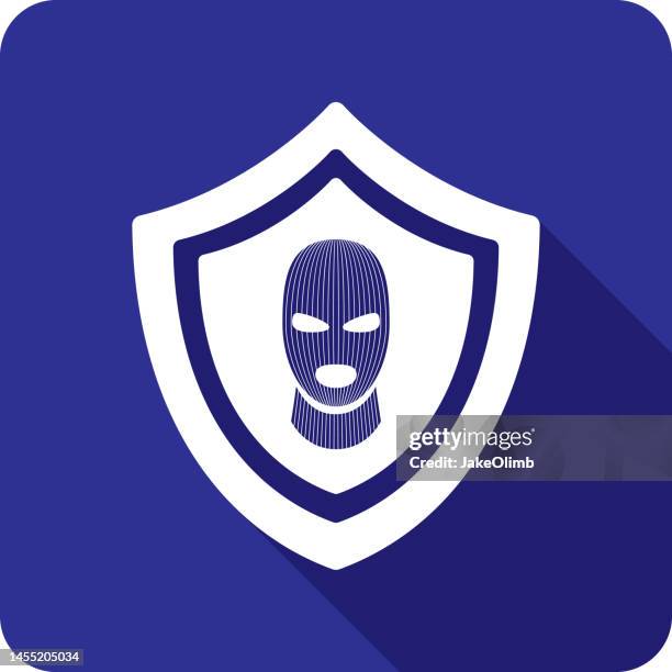 schild sturmhaube icon silhouette 1 - skimaske stock-grafiken, -clipart, -cartoons und -symbole