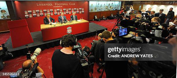 Newly appointed Liverpool football club manager Brendan Rodgers attends a press conference to announce his arrival at Anfield in Liverpool,...