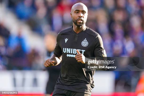 Eder Balanta of Club Brugge KV looks on during the Jupiler Pro League match between KRC Genk and Club Brugge at Cegeka Arena on January 8, 2023 in...