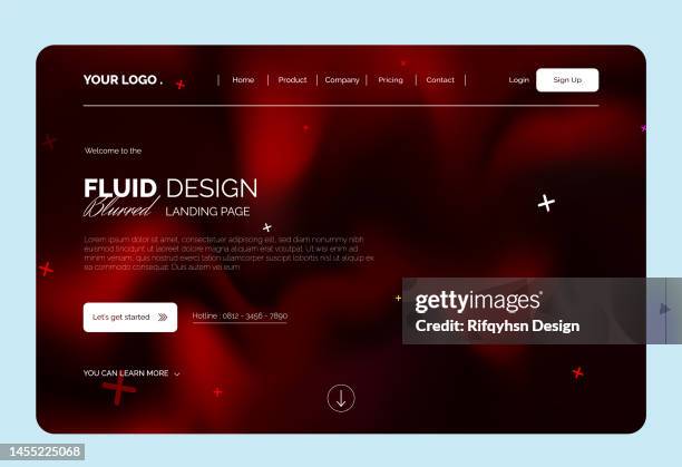 bildbanksillustrationer, clip art samt tecknat material och ikoner med website landing page design template on blurred background with blank and clean concept - röd bakgrund