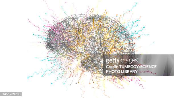 human brain, illustration - artificial intelligence white background stock illustrations