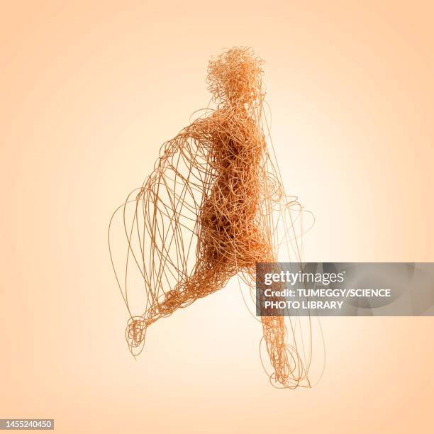 woman made from wires, conceptual illustration - bändigen stock-grafiken, -clipart, -cartoons und -symbole