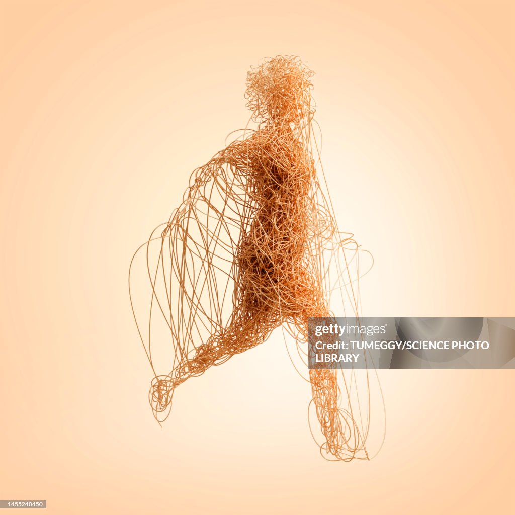 Woman made from wires, conceptual illustration