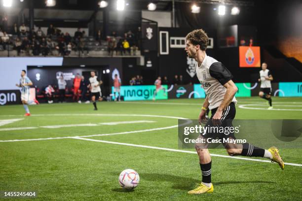 Juárez, player of the Pio FC team controls the ball during a match against Saiyans FC, during the second day of the Kings League on January 08, 2023...