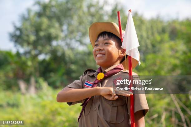 boy scouts camping happily - boy scout camp 個照片及圖片檔